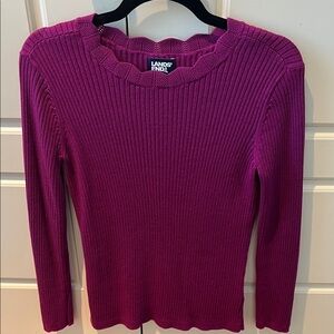 Lands' End Magenta Ribbed Knit Top